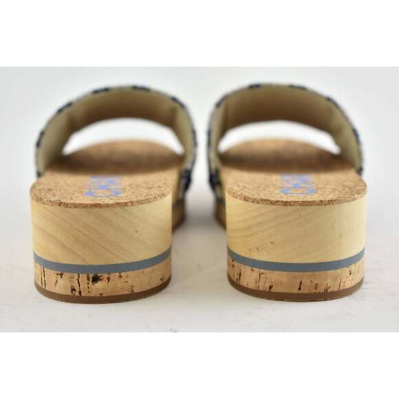 Chanel 20P Blue Tweed Denim CC Logo Cork Mule Slide Slip Platform Sandal Flat 41 - Picture 8 of 9